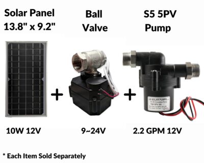 10 Watt 12 Volt Solar Panel with Ball Valve and S5 5PV Pump