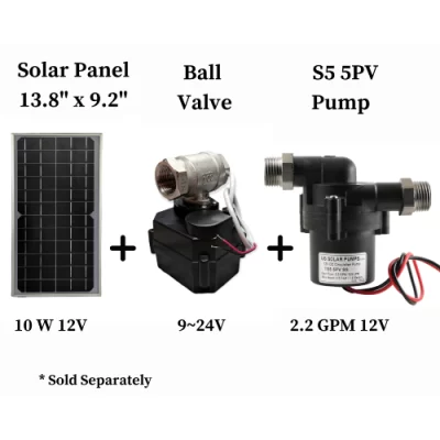 10-Watt Solar Panels with Ball Valve and S5 5PV