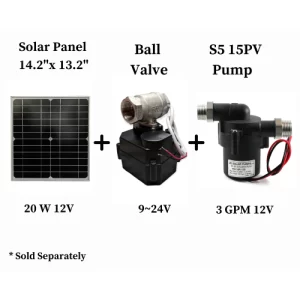 12V 20-Watt Solar Panel with Ball Valve and S5 15PV